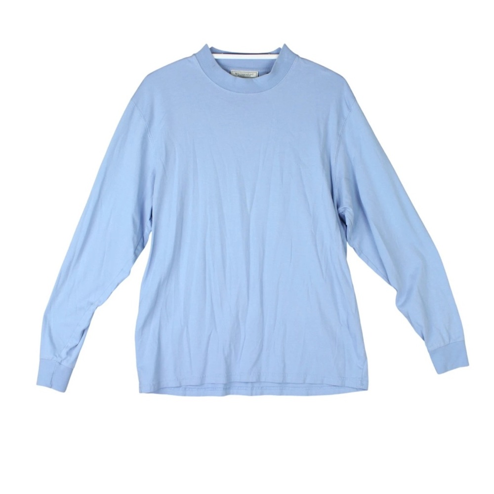 Williams & Kent 100% Pima Cotton Mock Neck Pullover M Blue Soft Long Sleeve EUC